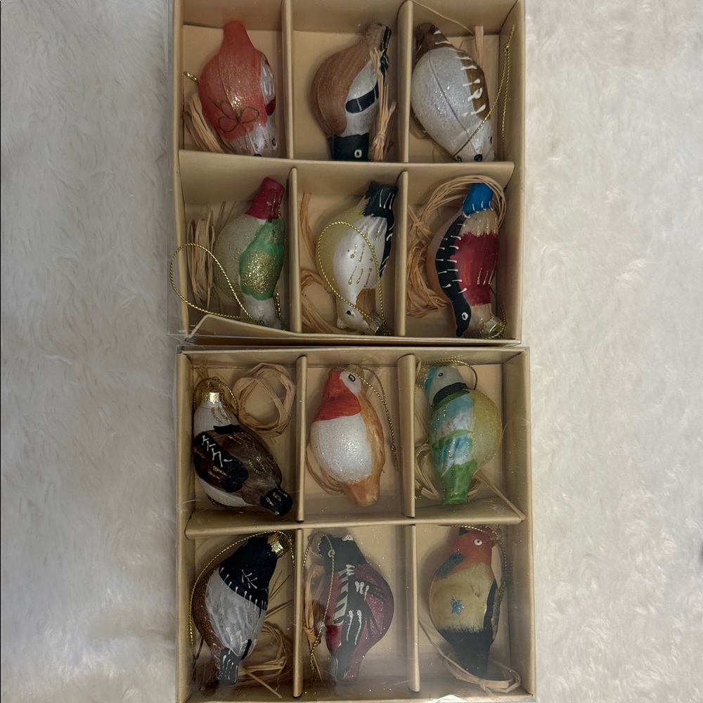 Handcrafted Bird Ornaments Set - Multicolor